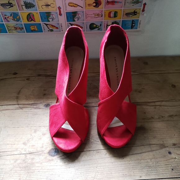 Chinese Laundry Shoes - Chinese Laundry Bright Red Peep Toe Heel Size 8